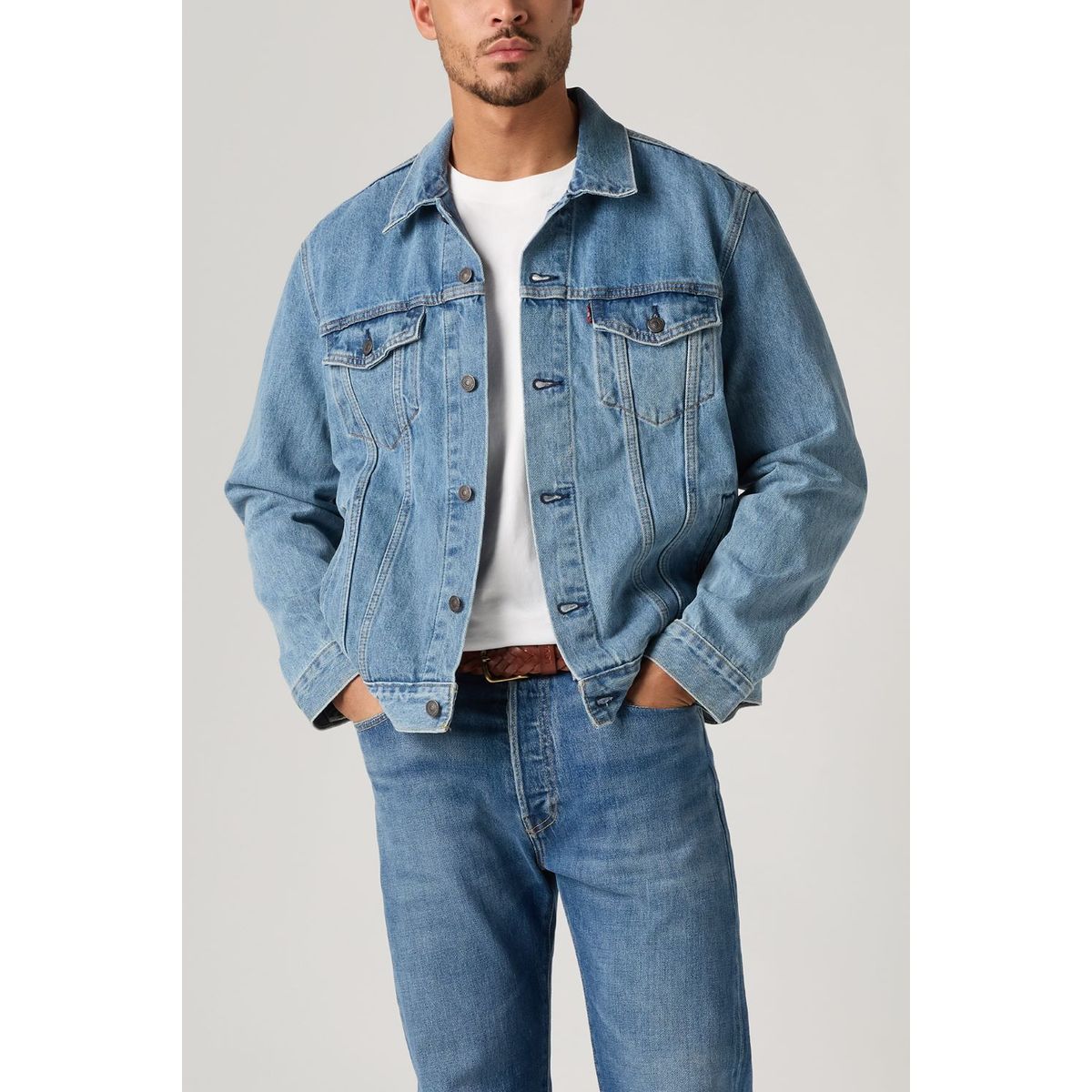 LEVIS - Casaca Hombre Cuello en Punta Azul Claro Levis