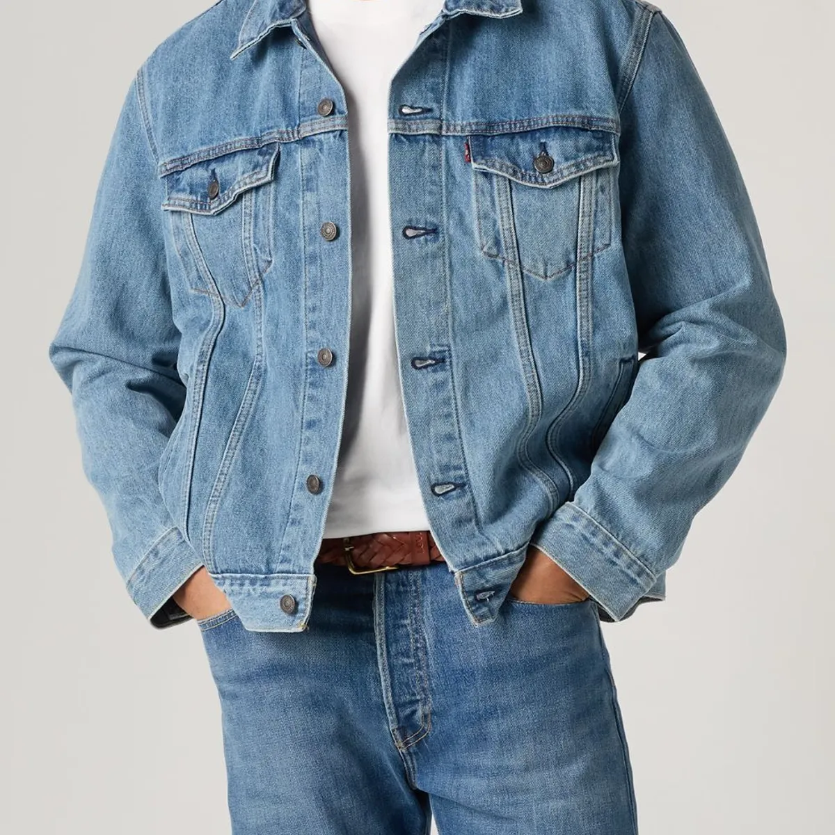 LEVIS - Casaca Hombre Cuello en Punta Azul Claro Levis