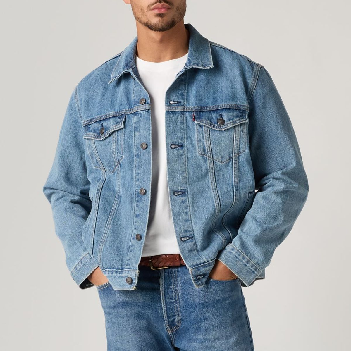LEVIS - Casaca Hombre Cuello en Punta Azul Claro Levis