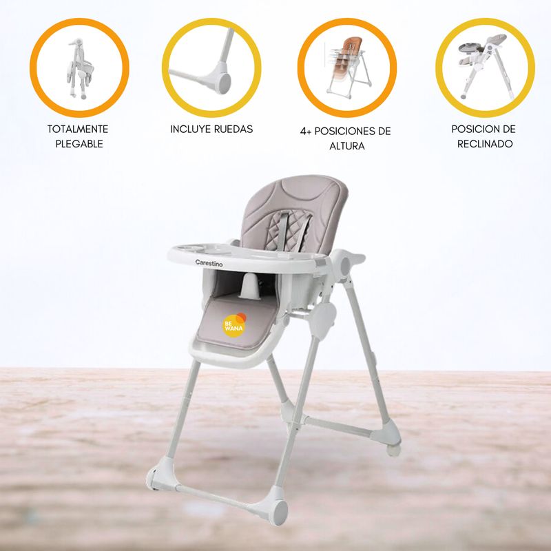 CARESTINO - Silla de Comer Regulable «PETRA» Ligth Gray