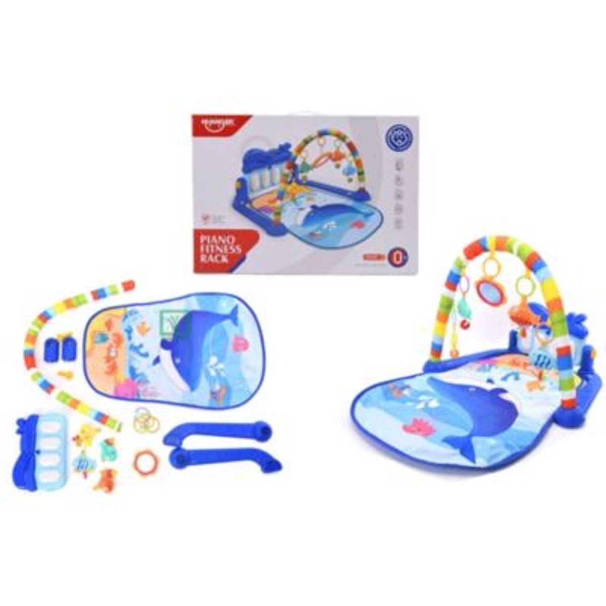 HUANGER - Gimnasio de bebe con Piano Musical Delfín HE0631 Azul