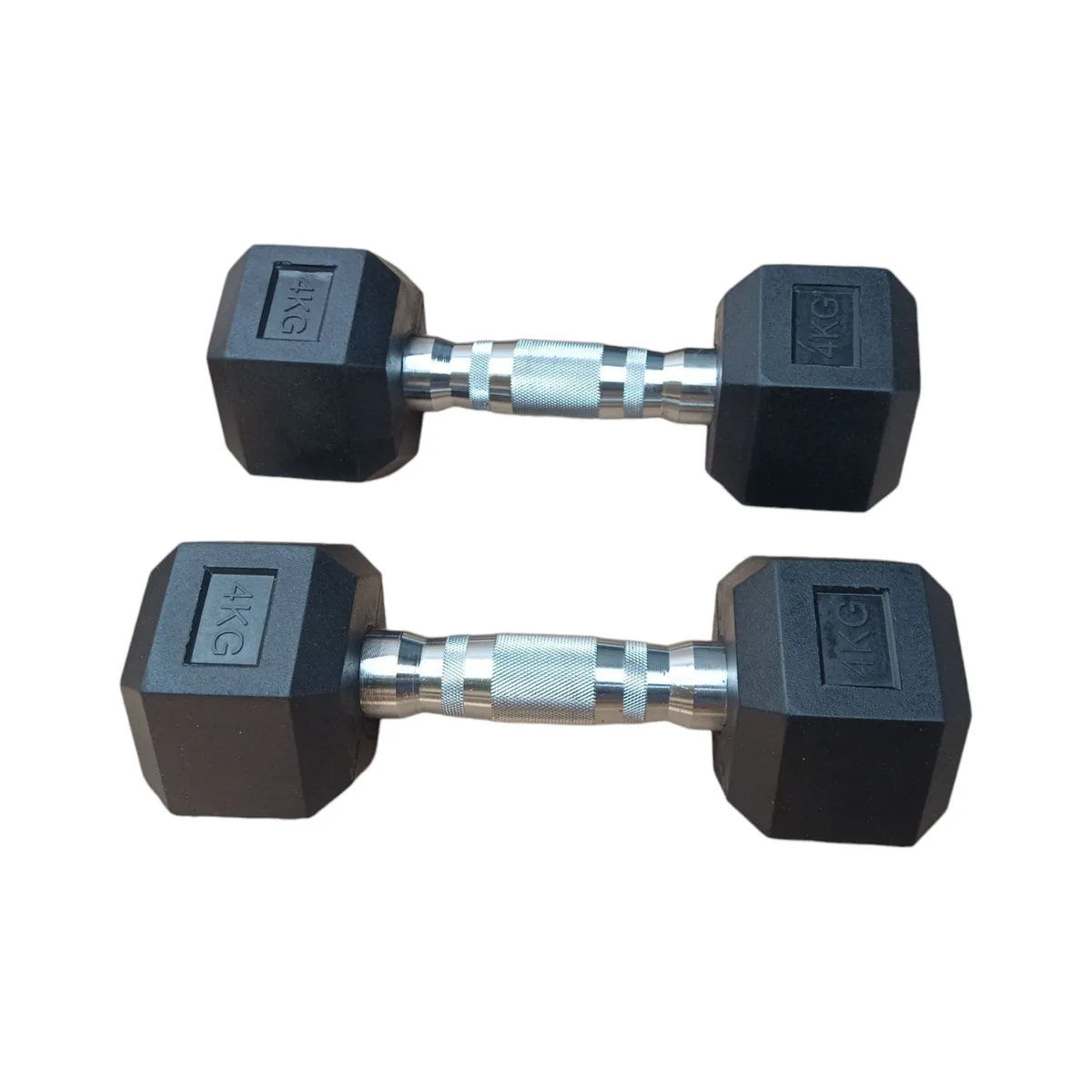 WINNER - Par Mancuernas Pesas Cromadas Hexagonales De Caucho 6 Kg