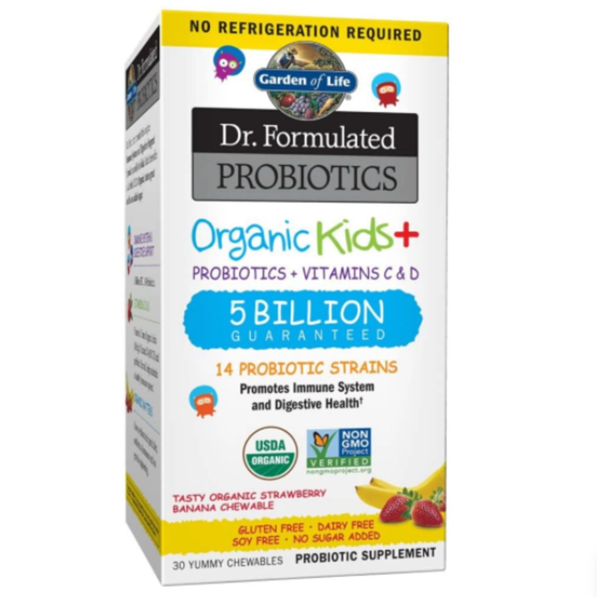 GENERICO - Garden of Life Organic Kids Probiotics + Vitamins C & D 30 Masticables