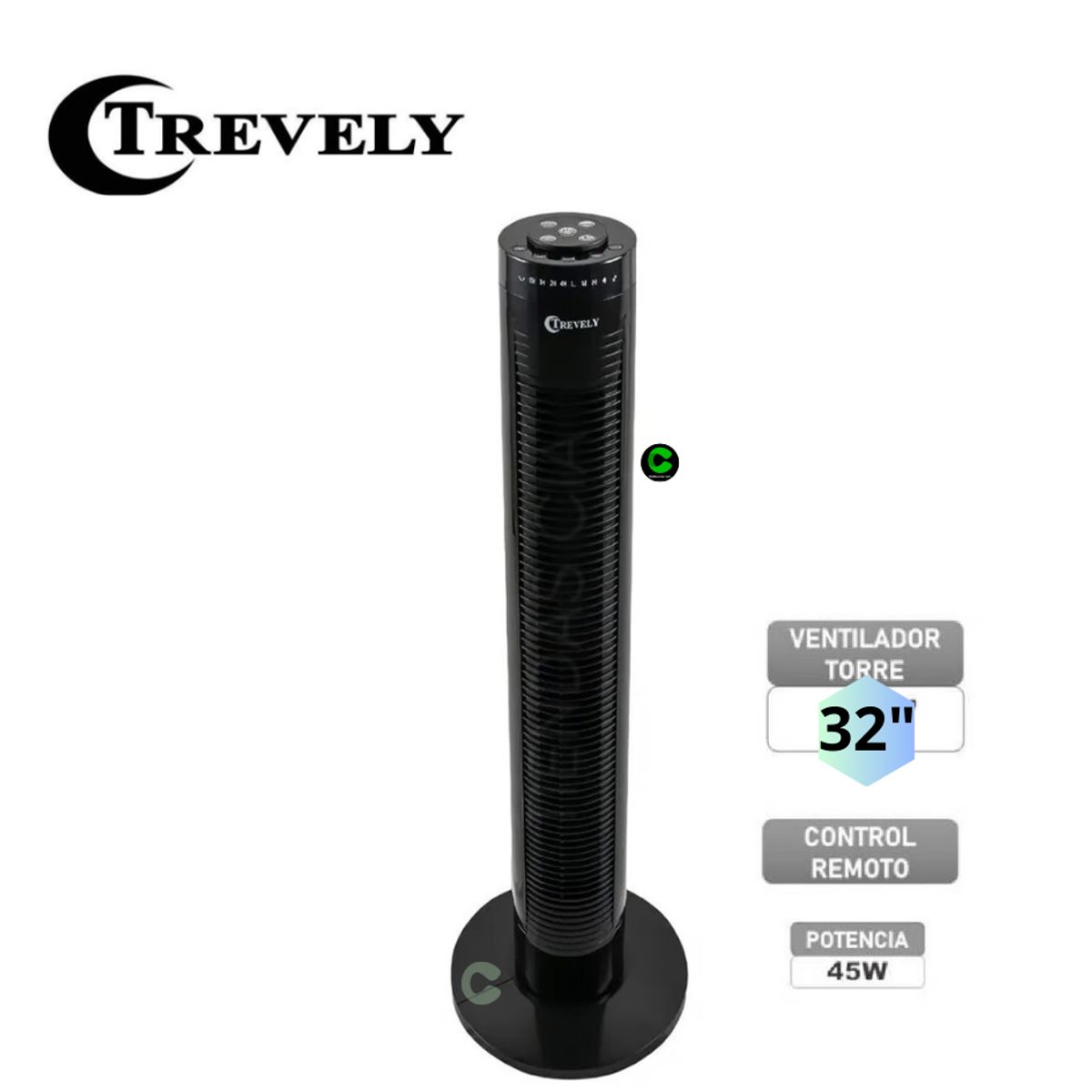 TREVELY - Ventilador Torre TREVELY Con Control Remoto de 32 Pulgadas VT-145 45W