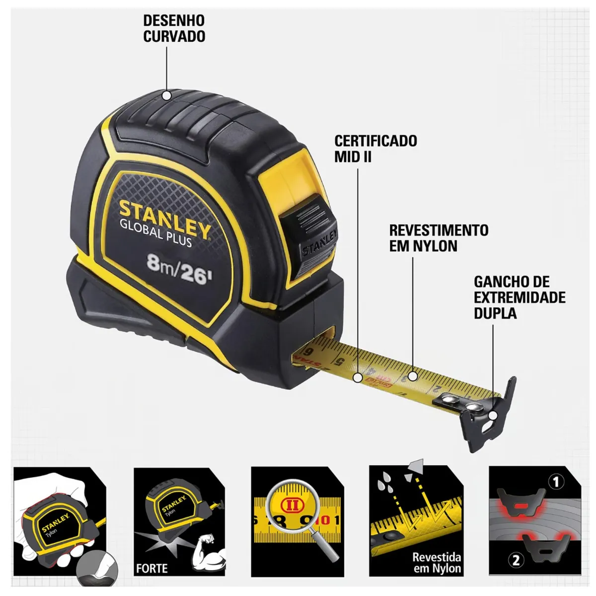 STANLEY - Wincha Cinta métrica 5m Global Plus STANLEY