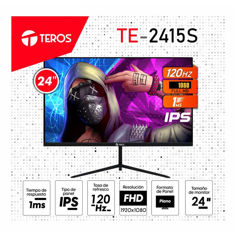 TEROS - Monitor Teros 24" TE-2415S 23.8 IPS 120HZ 1MS HDMI PARLANTE FHD