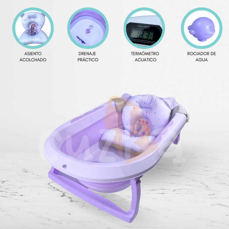 VOYAGE - Bañera Plegable con Termómetro VOYAGE «AQUATIC» Purple