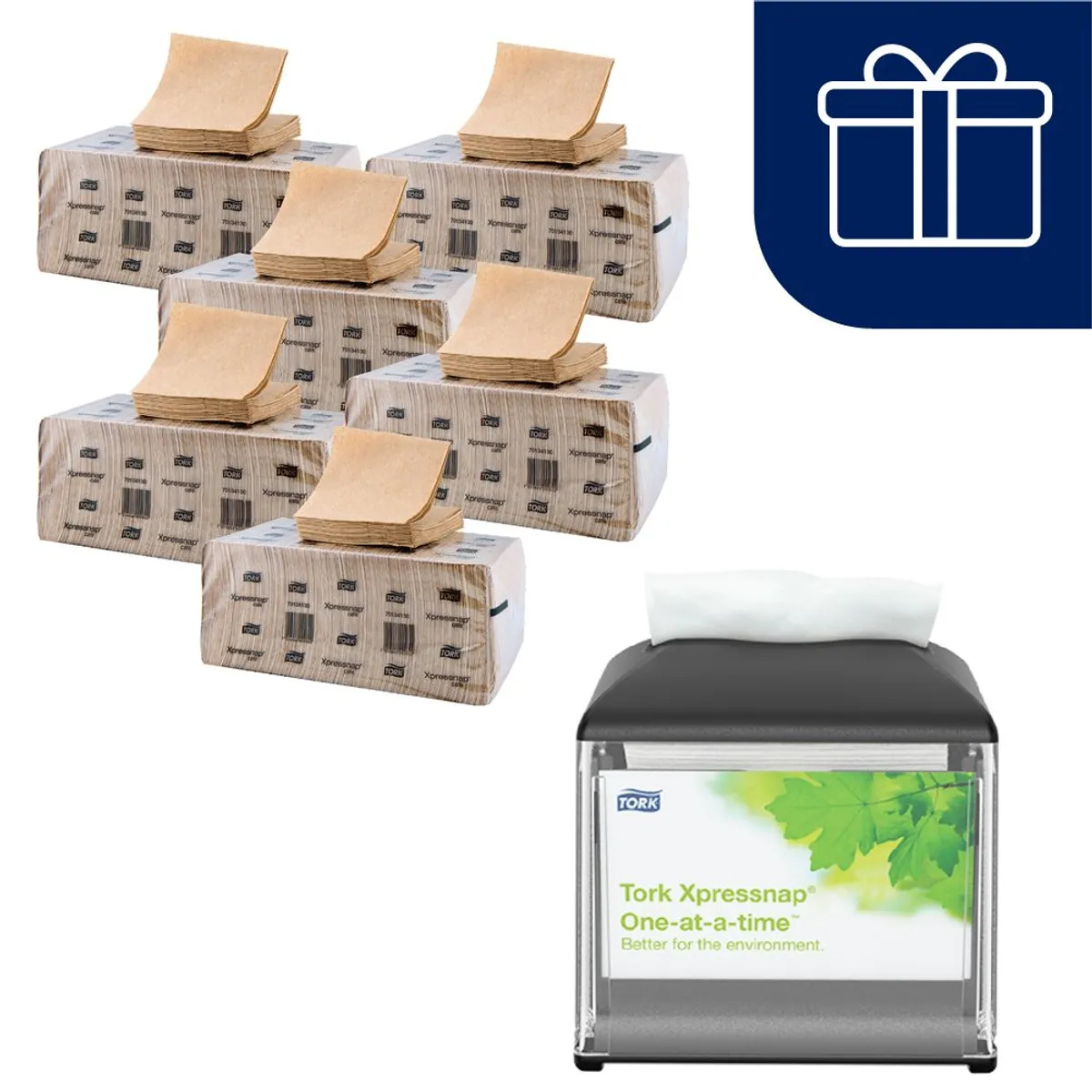 TORK - Servilleta Tork Xpressnap Café Natural 6 x 500un + Dispensador Gratis