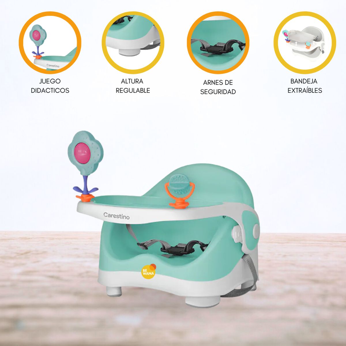 CARESTINO - Silla de Comer Adaptable «BOOSTER» verde