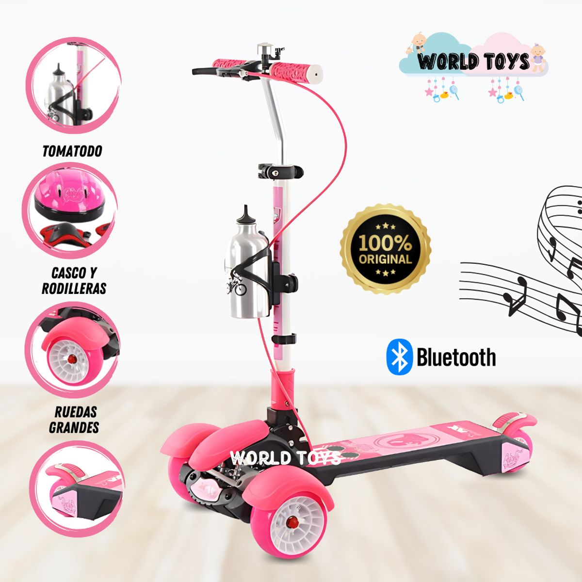 KING - Scooter Musical «LUCA» con Tomatodo HOT PINK