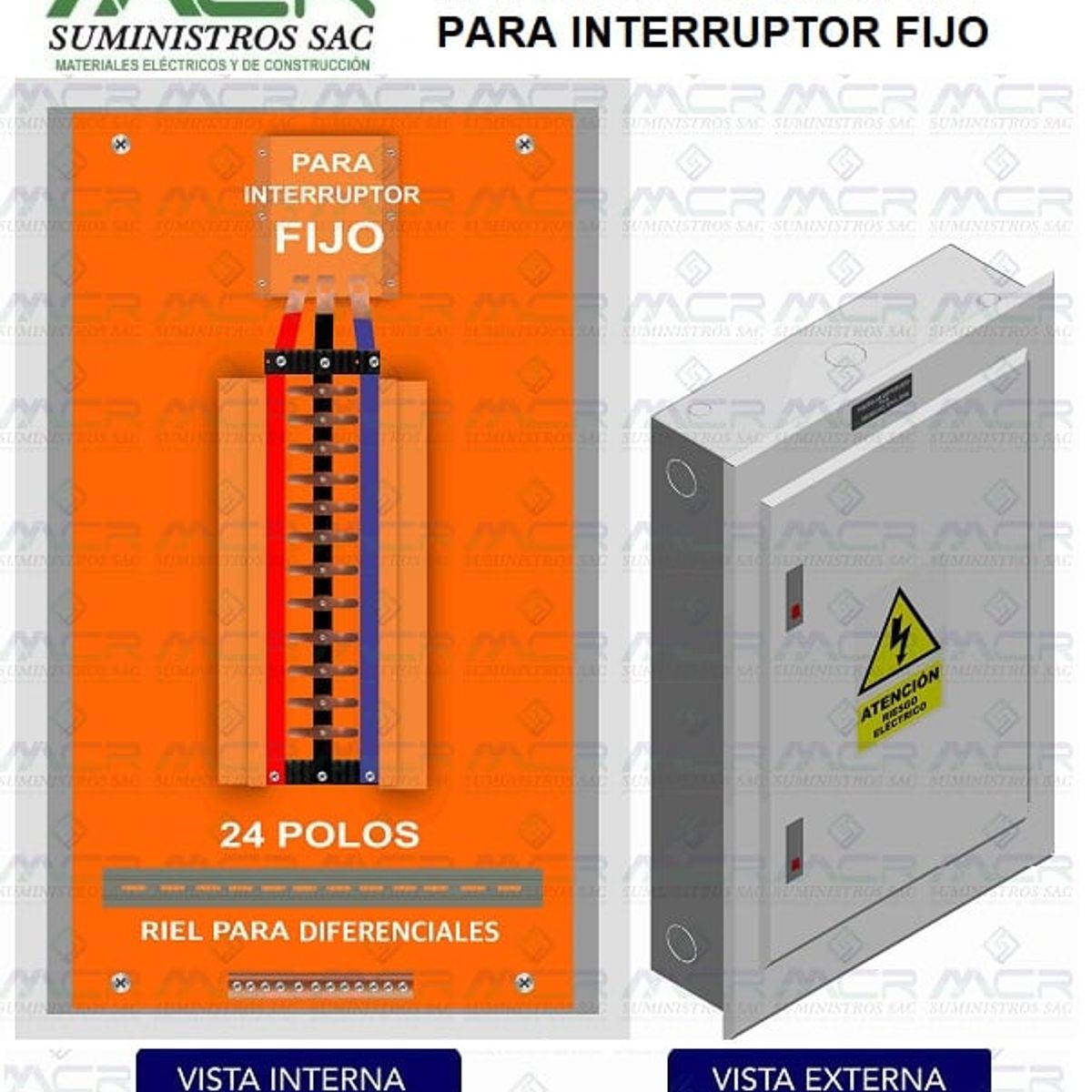 GENERICO - TABLERO 24 POLOS METALICO EMPOTRABLE PARA INTERRUPTOR FIJO