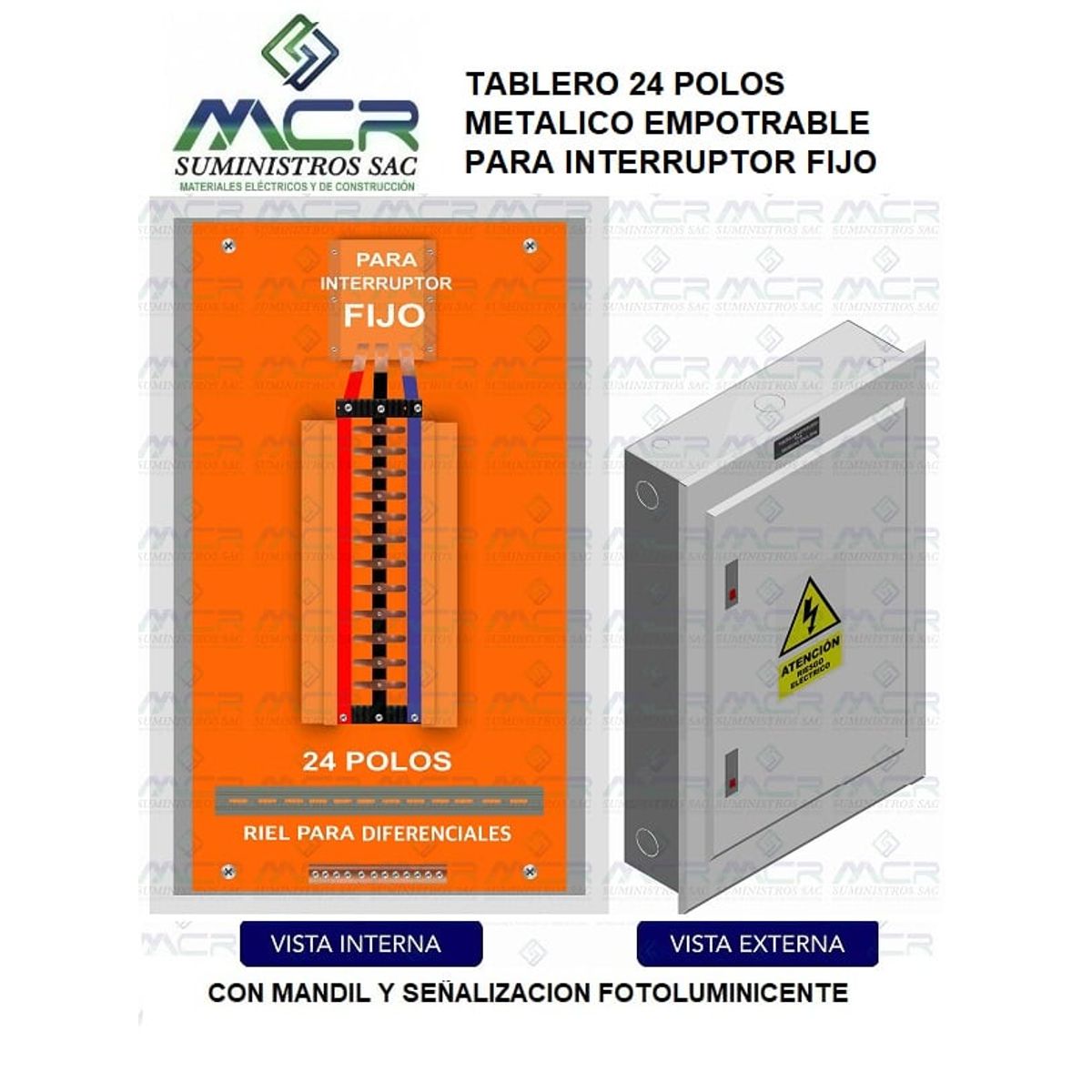 GENERICO - TABLERO 24 POLOS METALICO EMPOTRABLE PARA INTERRUPTOR FIJO
