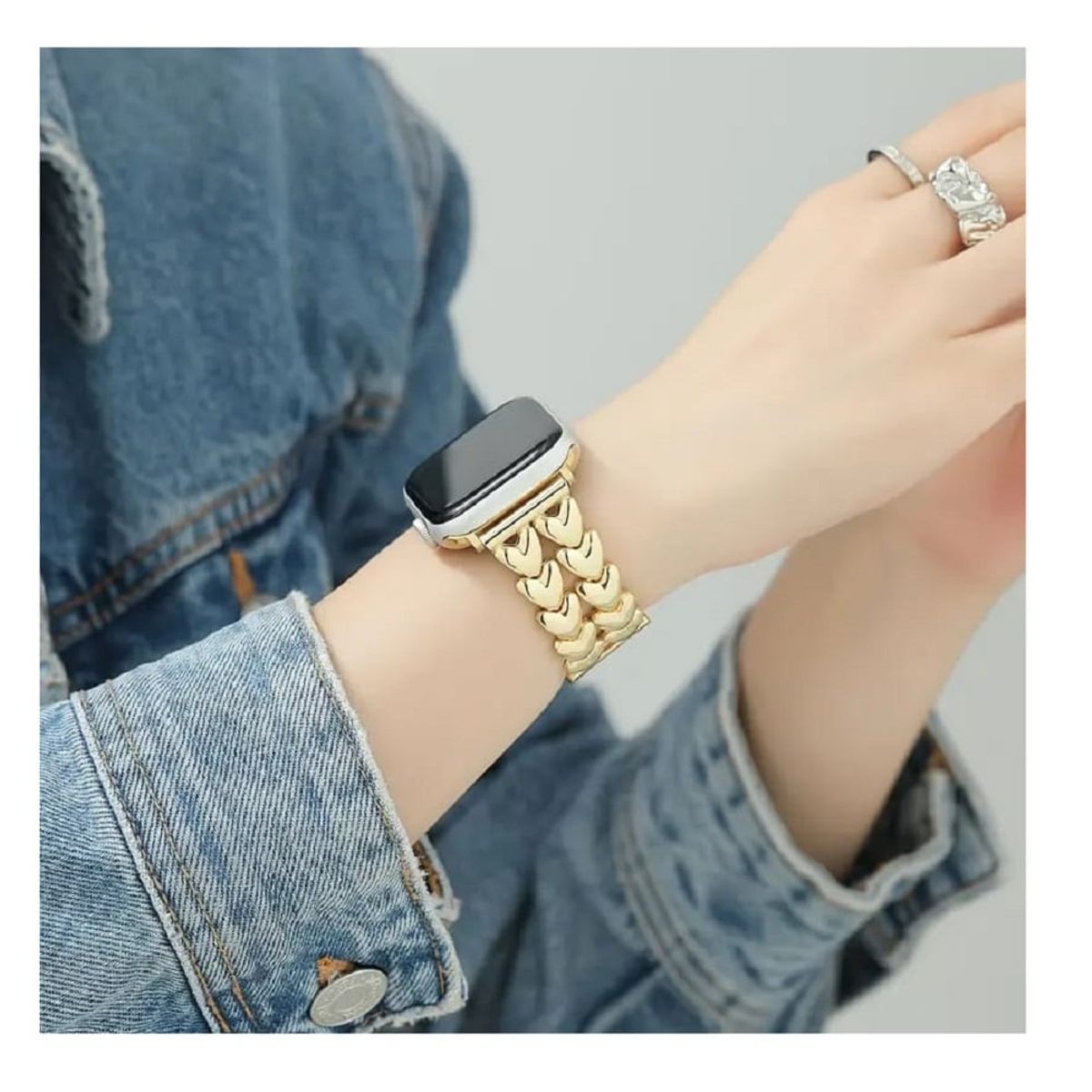 GENERICO - Correa Para Applewatch Y Watch Heart steel 38-40-41mm Dorado