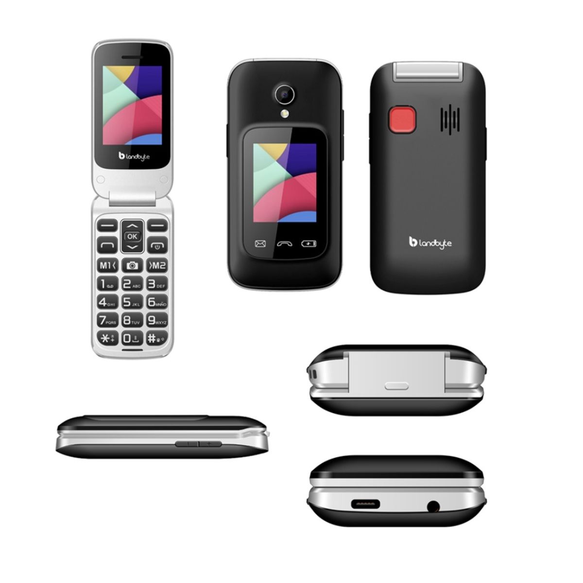 LANDBYTE - Celular Flip 4g LandByte LT1448 1.77 Pulgadas Dual SIM Radio FM Negro