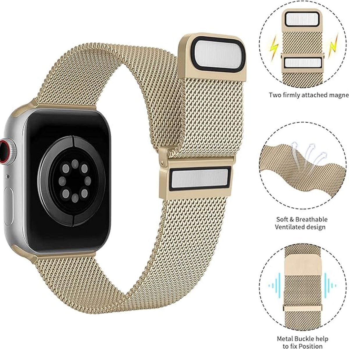 GENERICO - Correa Milanese para Apple Watch 38mm - Beige