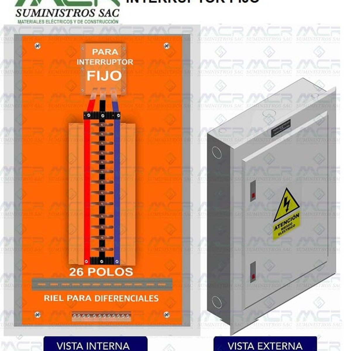 GENERICO - TABLERO 26 POLOS METALICO EMPOTRABLE PARA INTERRUPTOR FIJO