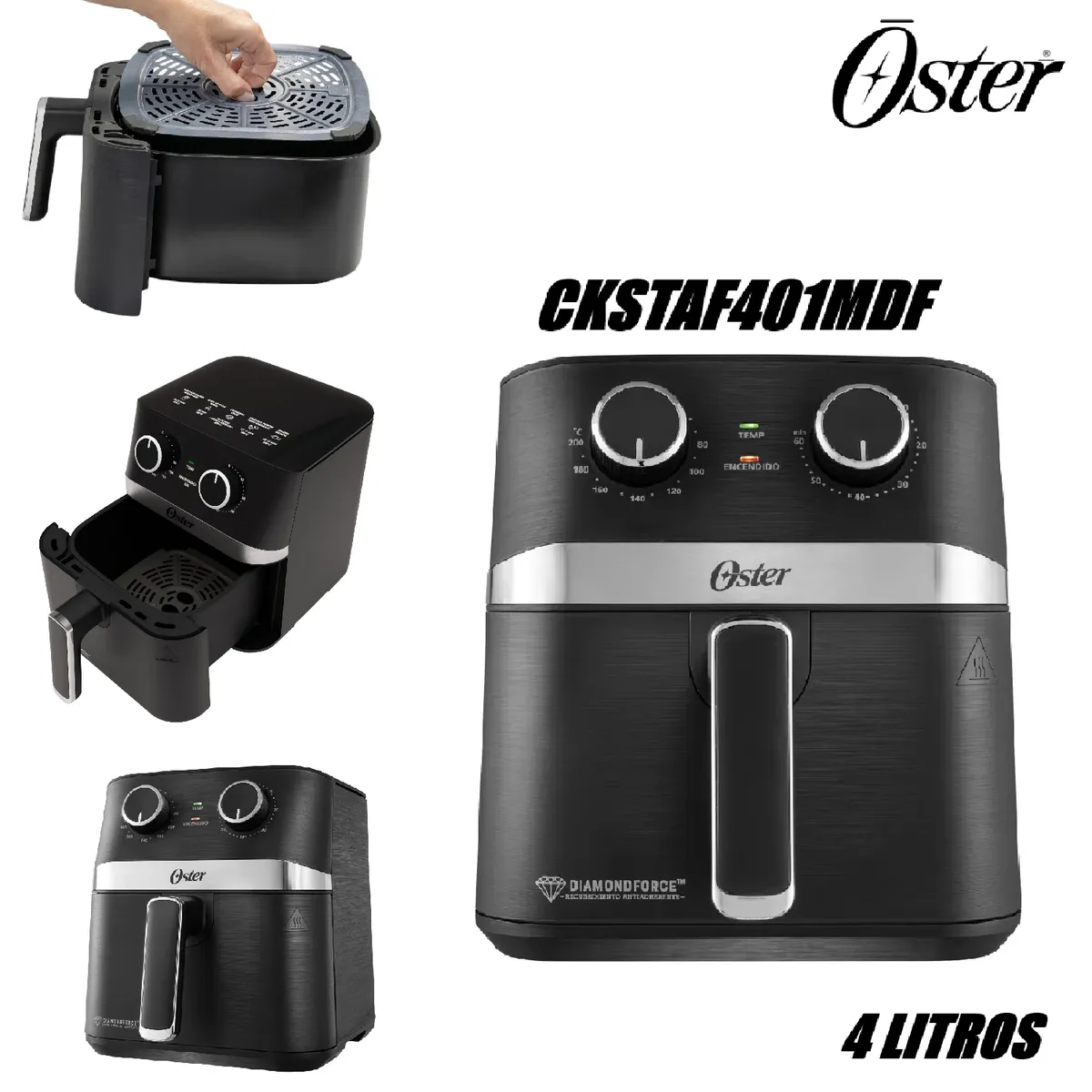 OSTER - Freidora De Aire Manual Diamond Force 4 Litros CKSTAF401MDF