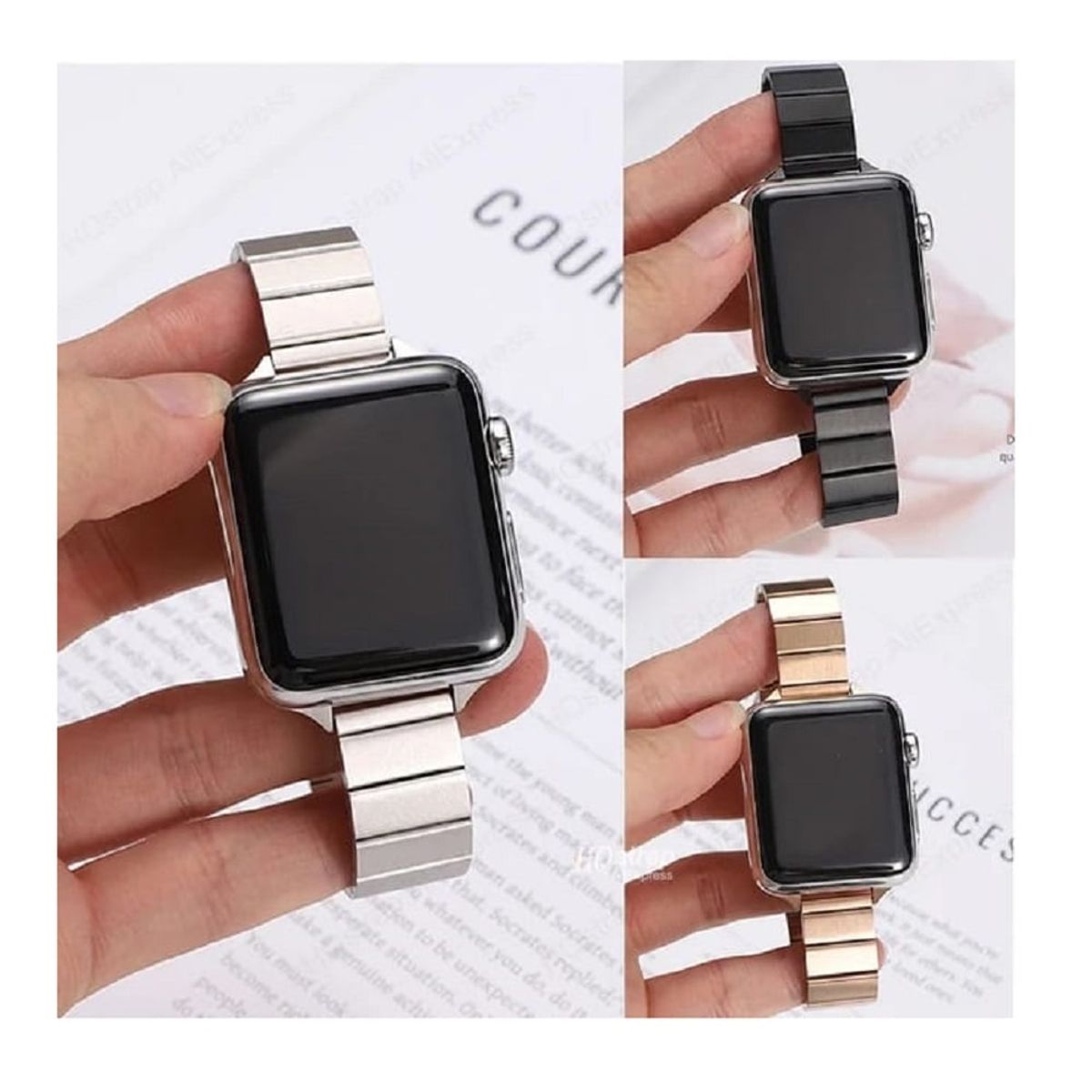 GENERICO - Correa Para Applewatch Y Watch Acero Bambù 38-40-41mm Gold