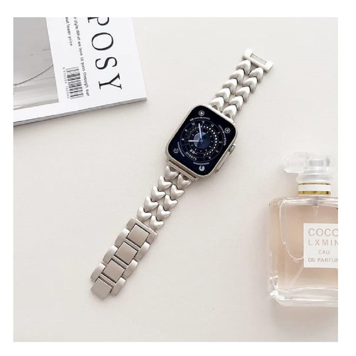 GENERICO - Correa Para Applewatch Y Watch Heart steel 38-40-41mm Starlight