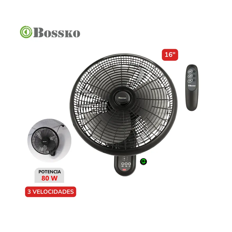 BOSSKO - Ventilador De Pared Bossko 80W BK-8210PD con control