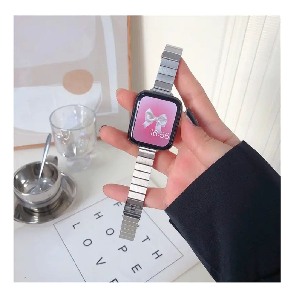 GENERICO - Correa Para Applewatch Y Watch Acero Bambù 38-40-41mm Plata