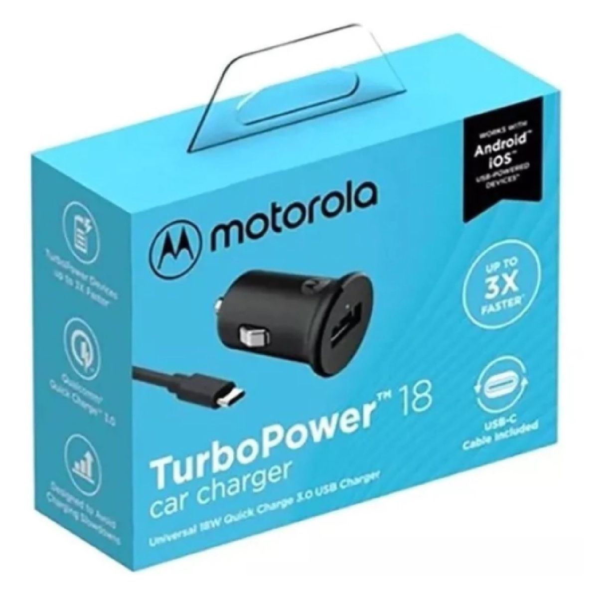 MOTOROLA - Cargador Motorola para Auto Turbo Power 18W