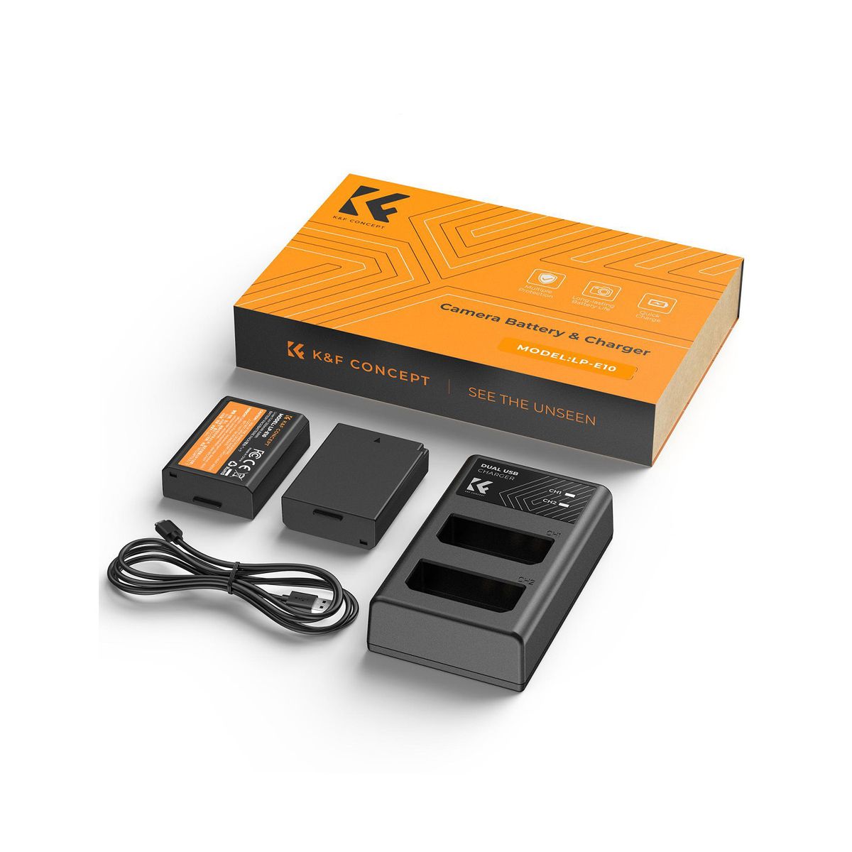 K&F CONCEPT - Kit de cargador + 2 baterías Canon LP-E10 K&F Concept KF28.0028