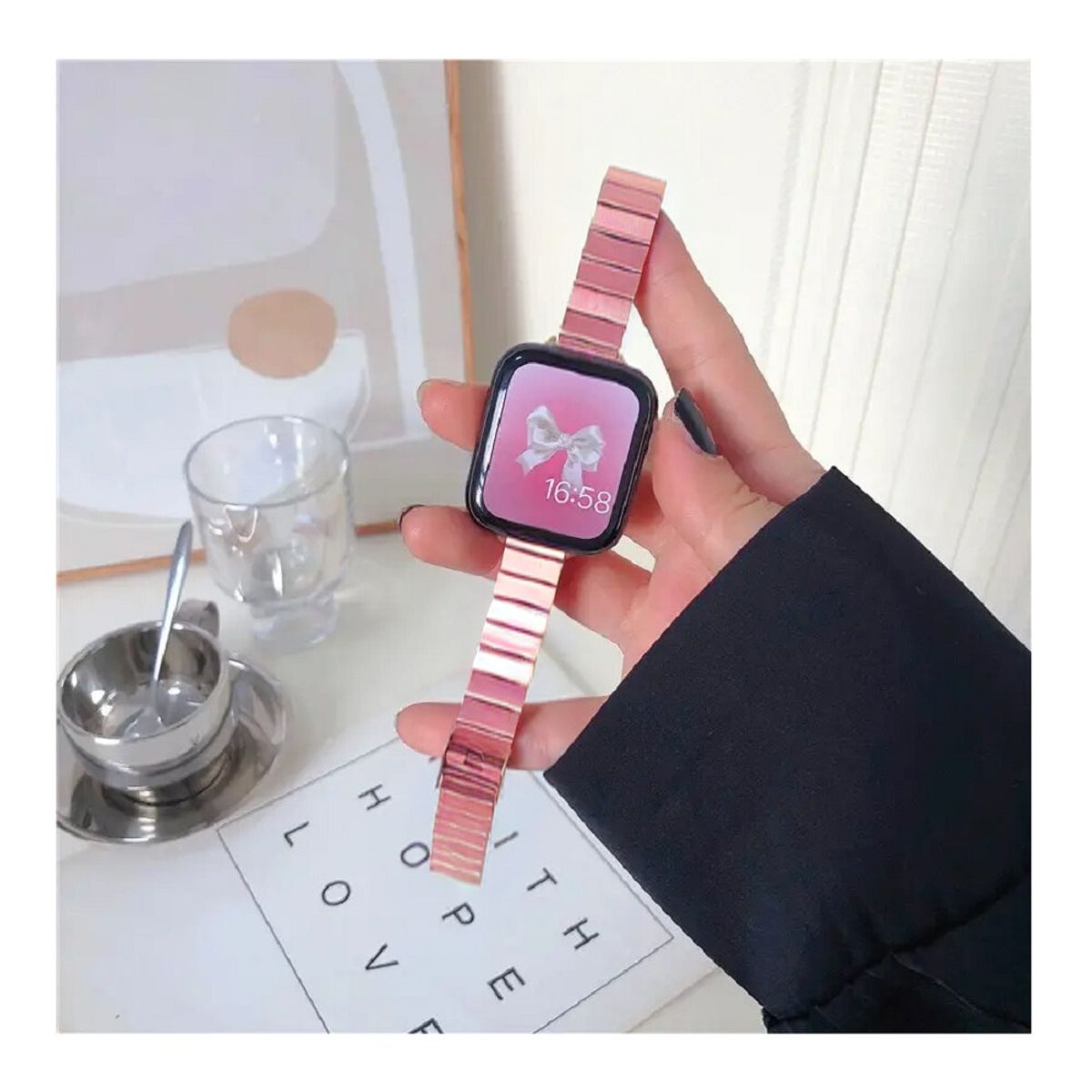 GENERICO - Correa Para Applewatch Y Watch Acero Bambù 38-40-41mm Rosa
