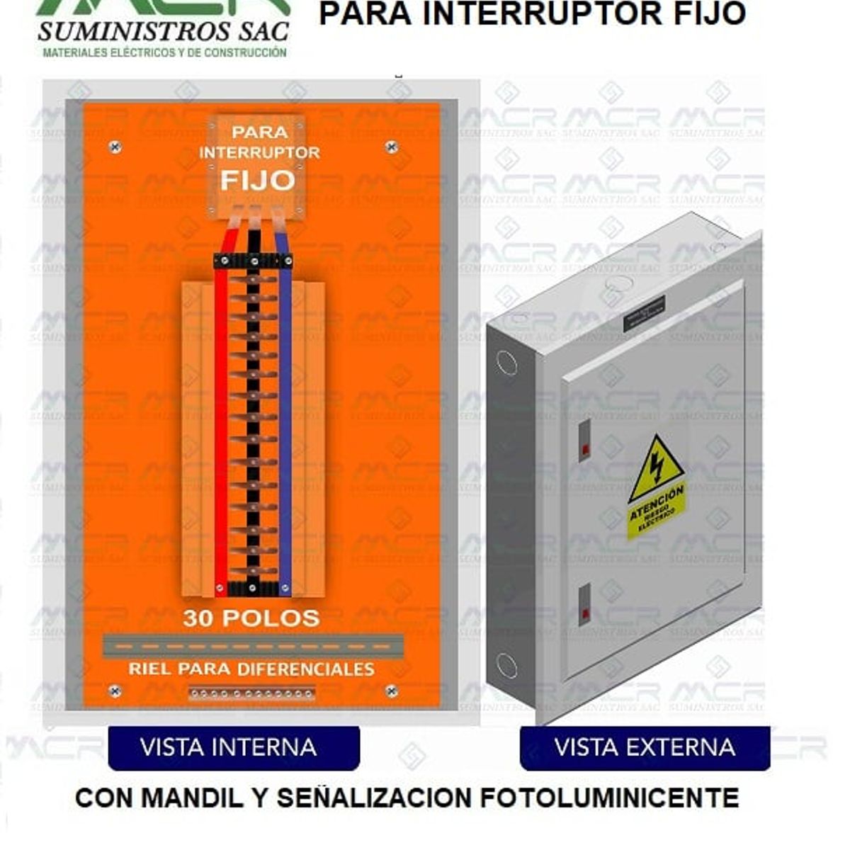 GENERICO - TABLERO 30 POLOS METALICO EMPOTRABLE PARA INTERRUPTOR FIJO