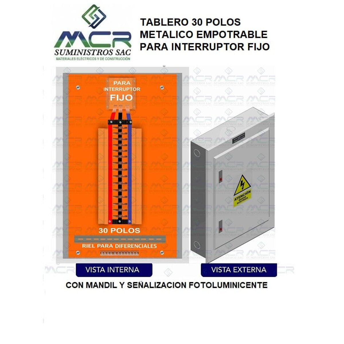 GENERICO - TABLERO 30 POLOS METALICO EMPOTRABLE PARA INTERRUPTOR FIJO
