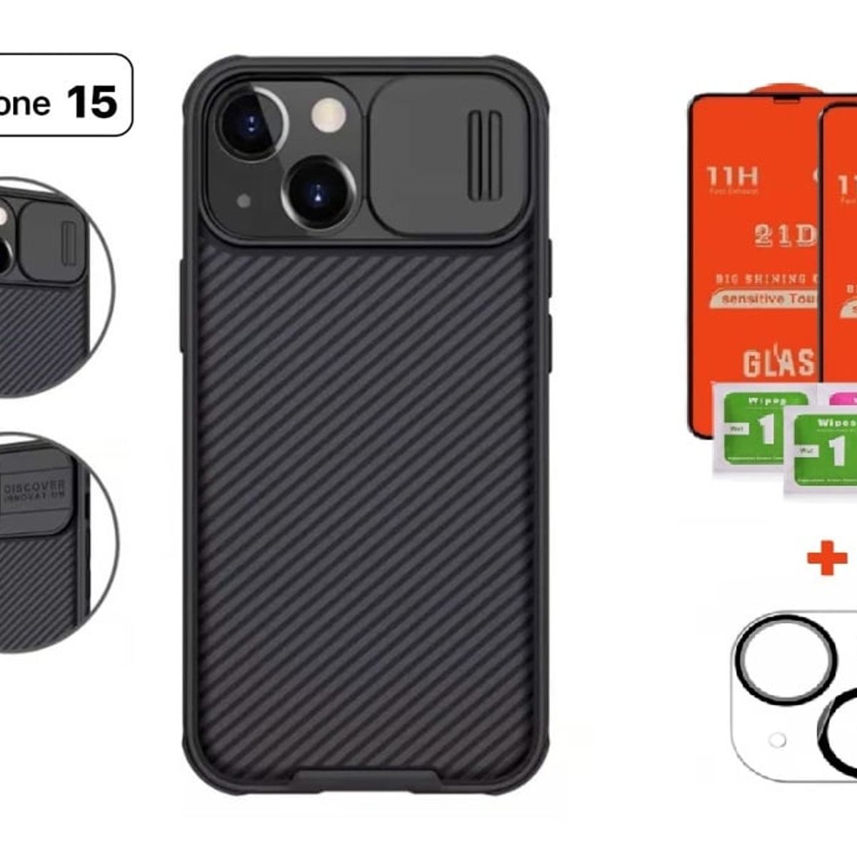 NILLKIN - Case Protector Nillkin Camshield Pro iPhone 15 + Kit de Protección