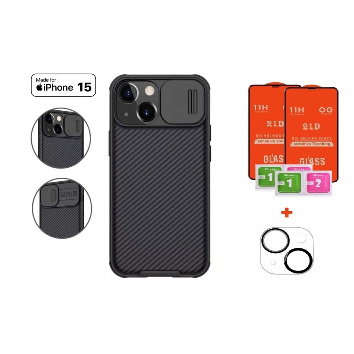 NILLKIN - Case Protector Nillkin Camshield Pro iPhone 15 + Kit de Protección