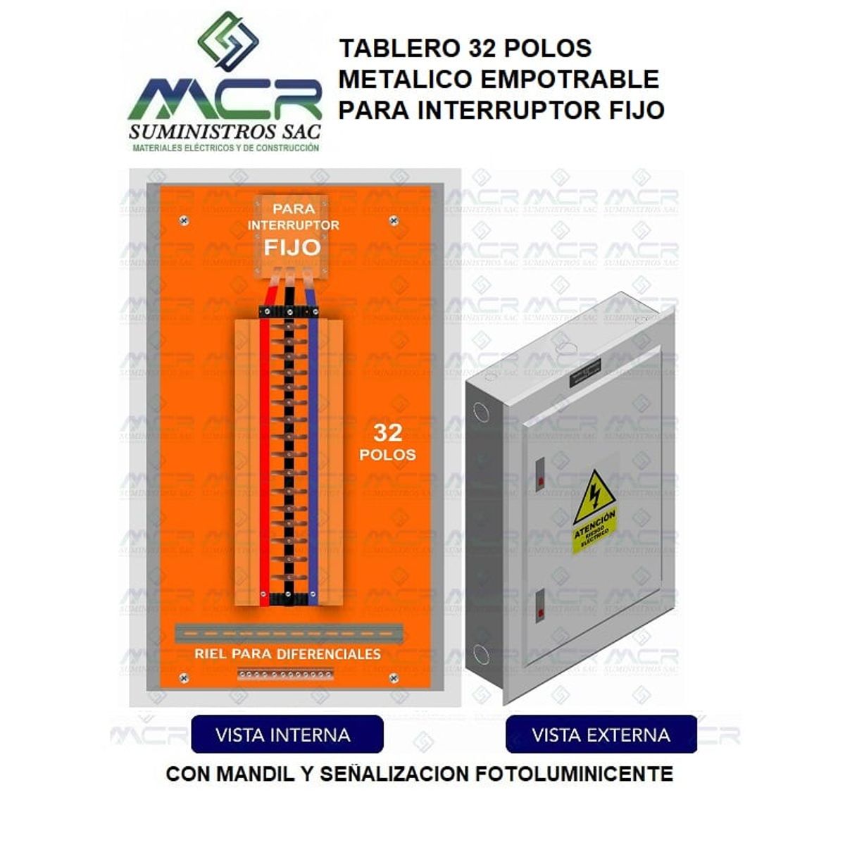 IMPORTADO MC - TABLERO 32 POLOS METALICO EMPOTRABLE PARA INTERRUPTOR FIJO