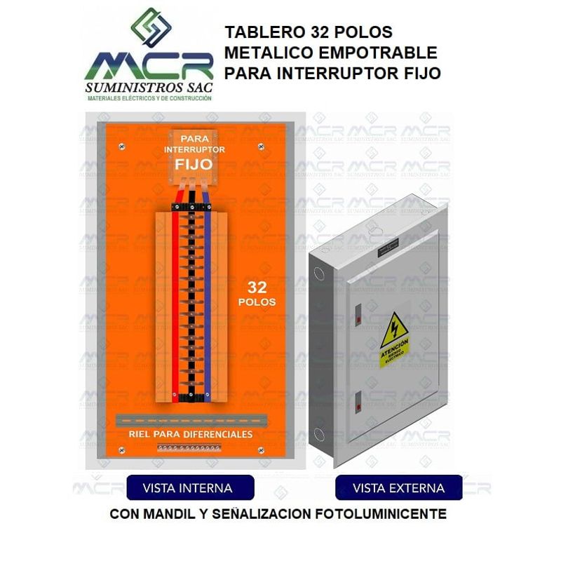 IMPORTADO MC - TABLERO 32 POLOS METALICO EMPOTRABLE PARA INTERRUPTOR FIJO