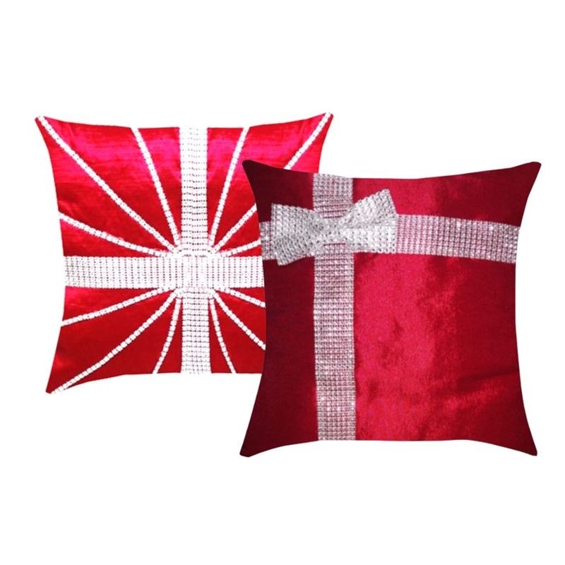 GENERICO - DUO FUNDAS DE COJIN BRILLO NAVIDEÑO 50 cm x 50 cm