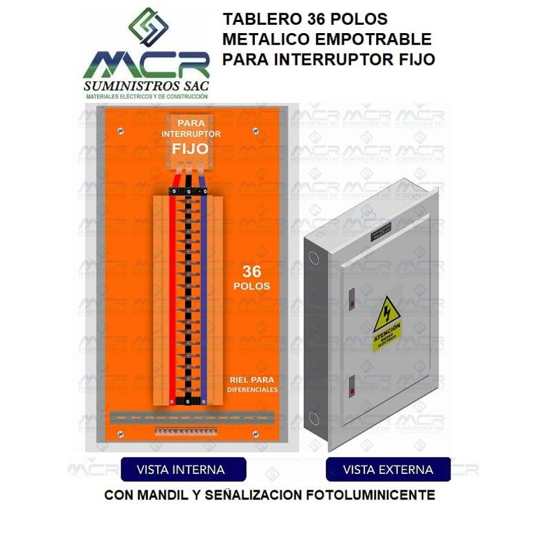 GENERICO - TABLERO 36 POLOS METALICO EMPOTRABLE PARA INTERRUPTOR FIJO