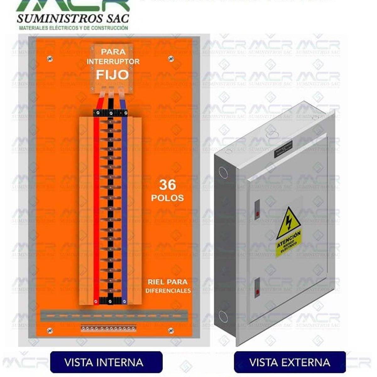 GENERICO - TABLERO 38 POLOS METALICO EMPOTRABLE PARA INTERRUPTOR FIJO