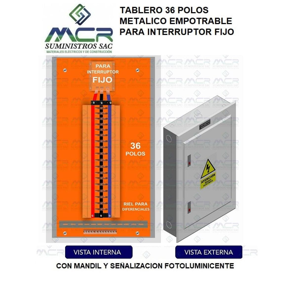 GENERICO - TABLERO 38 POLOS METALICO EMPOTRABLE PARA INTERRUPTOR FIJO