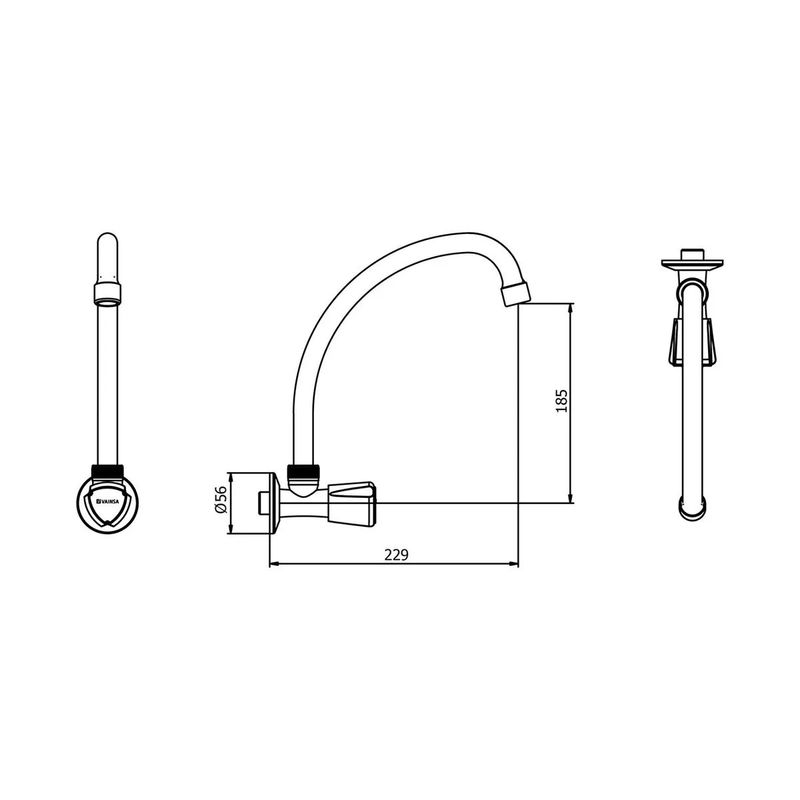 VAINSA - Grifería tipo Ganso para Cocina en Bronce Cromado Vainsa