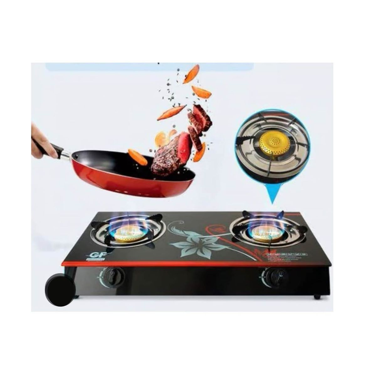 GENERICO - Cocina de mesa a Gas de 2 Hornillas vitrocerámico.