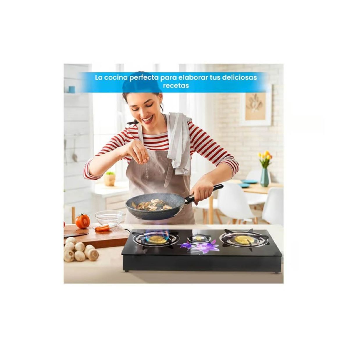 GENERICO - Cocina de mesa a Gas de 2 Hornillas vitrocerámico.