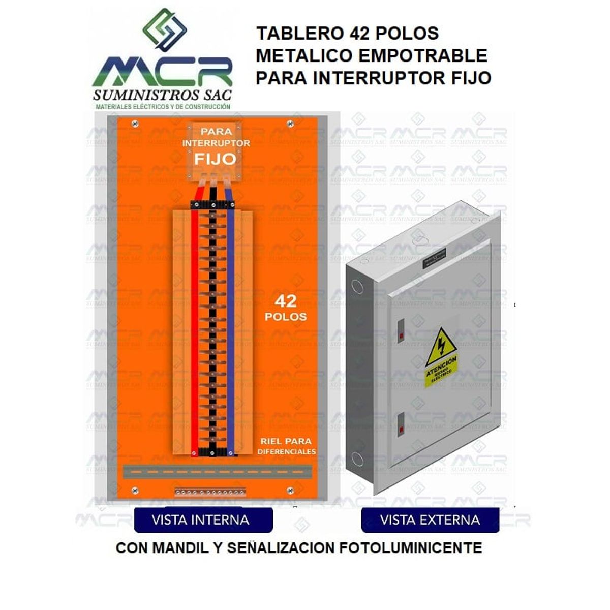 GENERICO - TABLERO 42 POLOS METALICO EMPOTRABLE PARA INTERRUPTOR FIJO