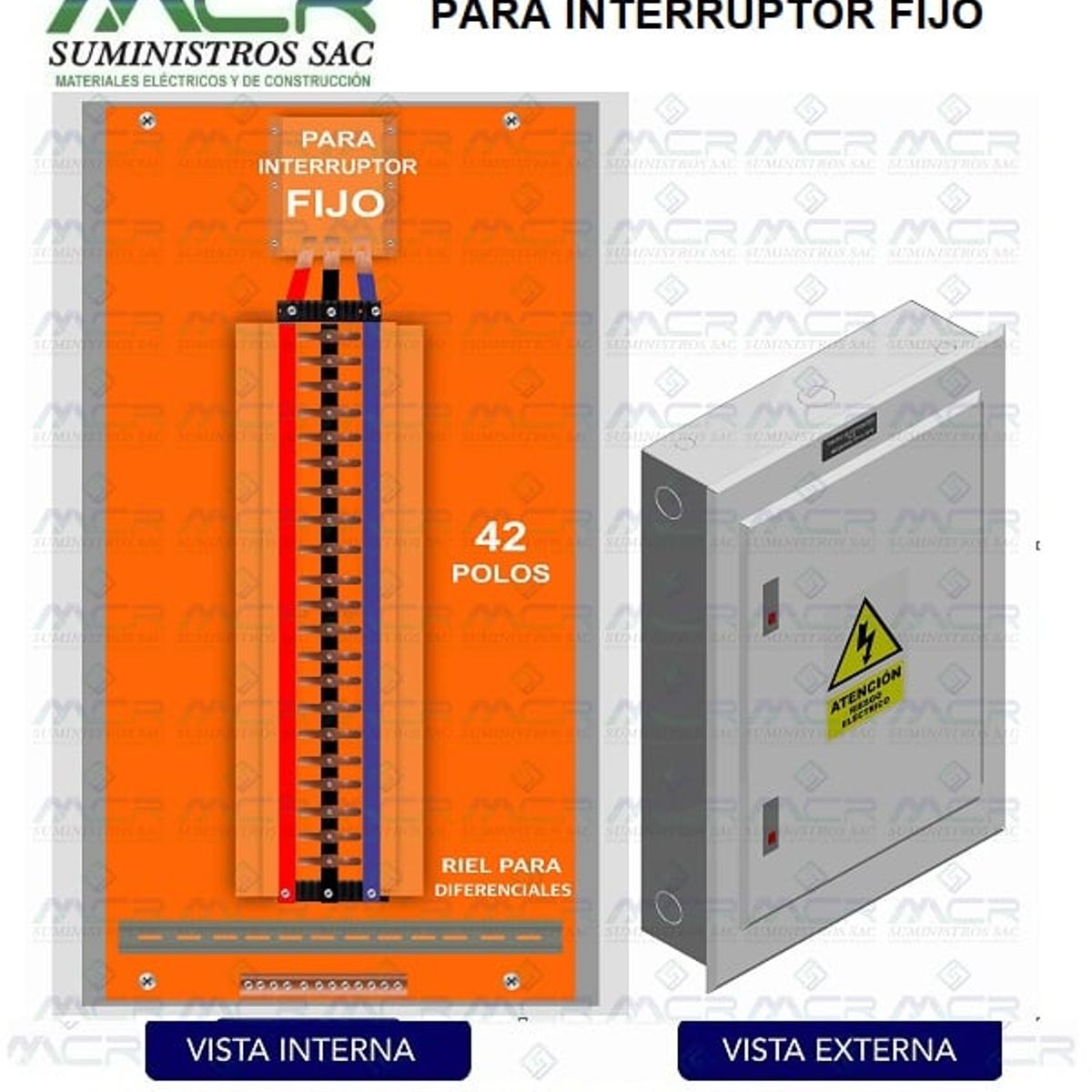GENERICO - TABLERO 42 POLOS METALICO EMPOTRABLE PARA INTERRUPTOR FIJO