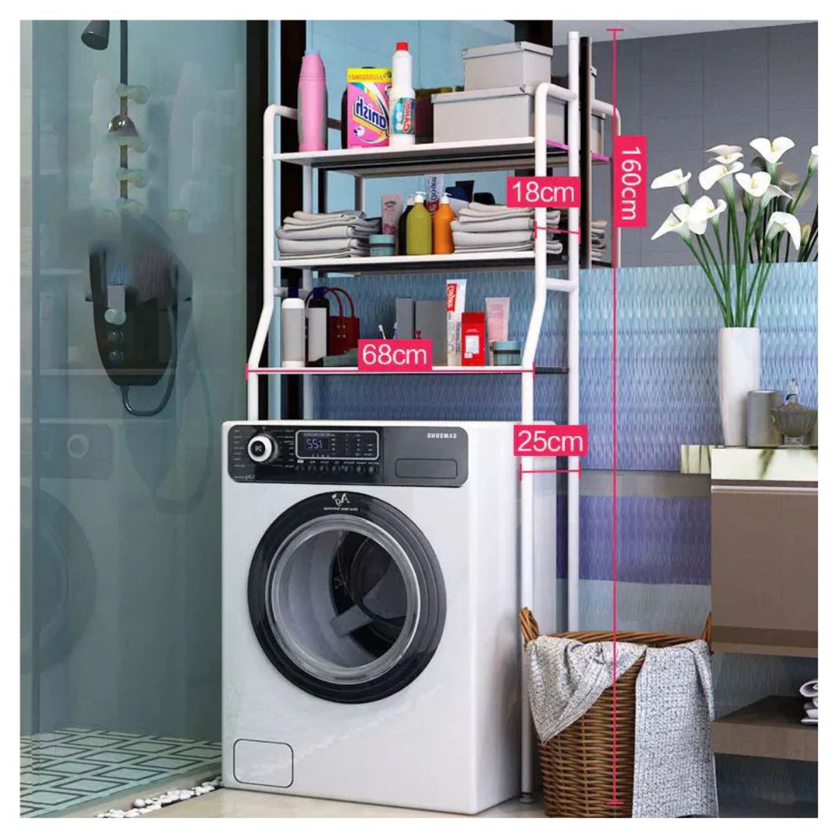 OEM - Organizador Estante Multifuncional para Lavadora - Blanco