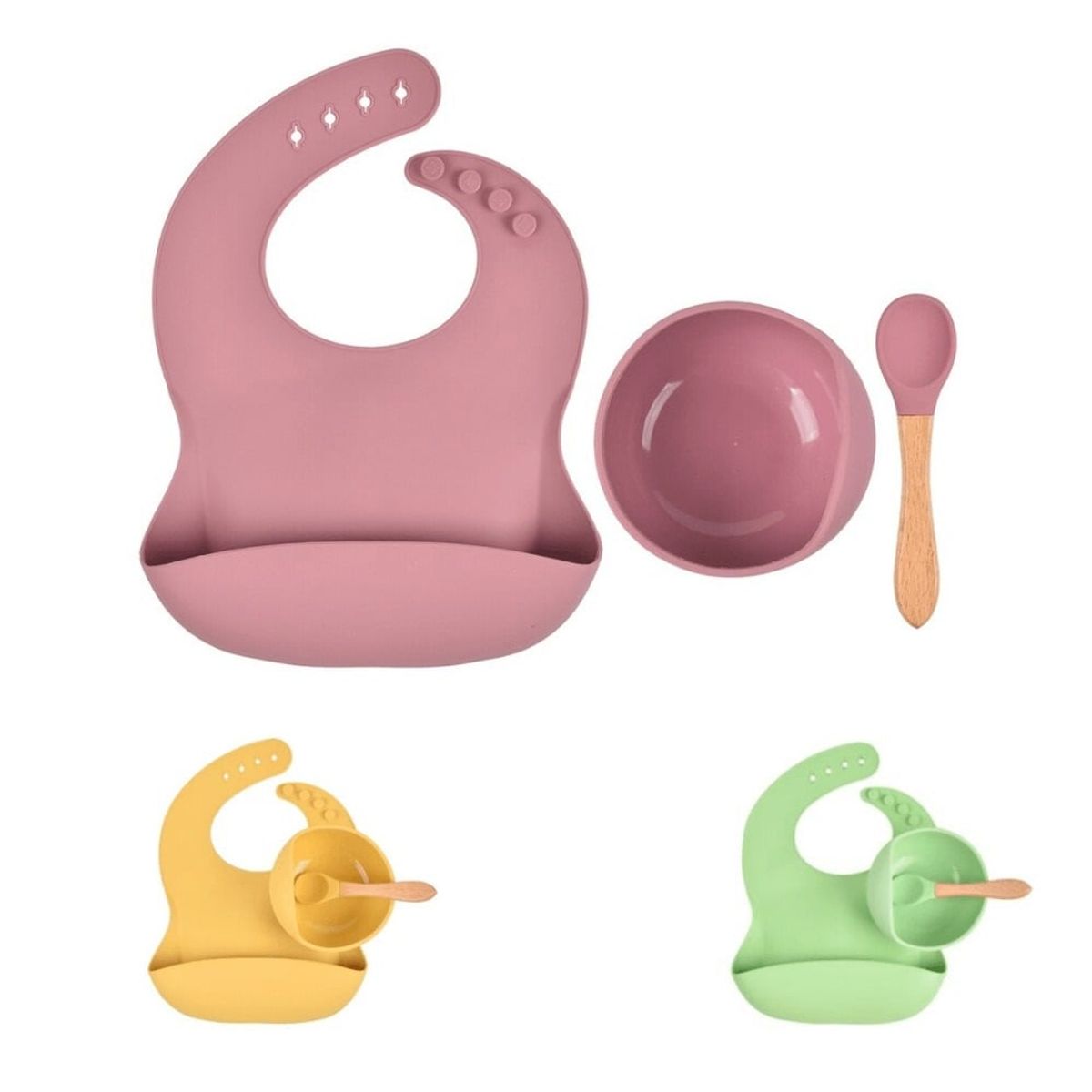 OTTOWARE - Kit de Babero de Silicona y Plato para Niño