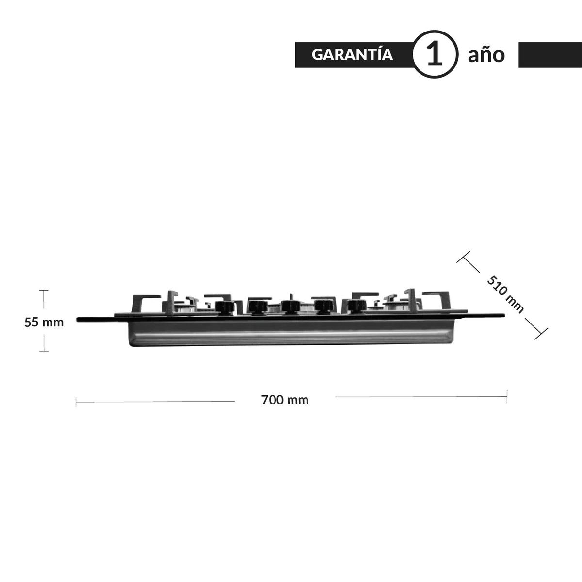 FDV - Encimera Empotrable Black 75 Gas GLP FDV