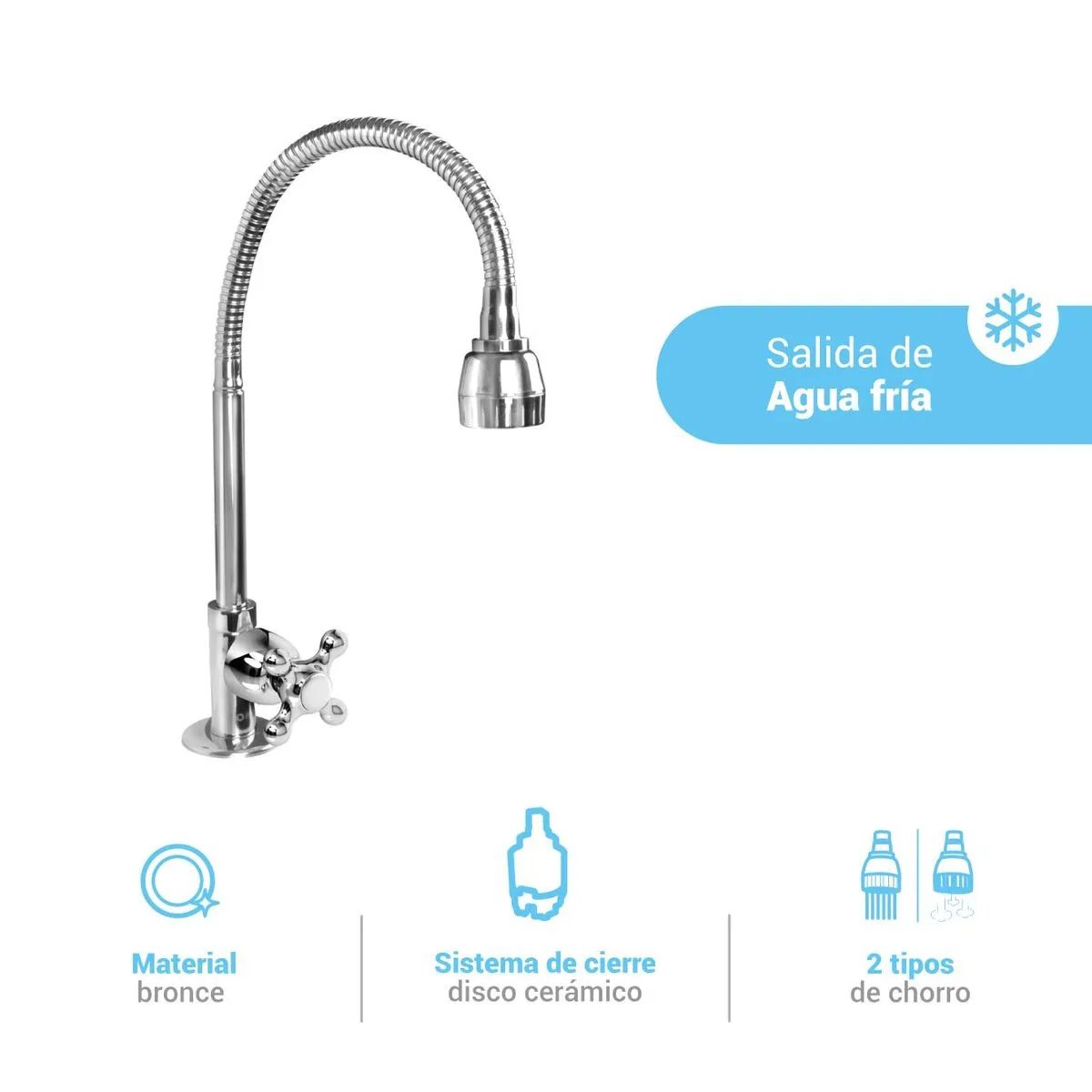 ITALGRIF - Grifería tipo Ganso para Cocina Modelo Acapulco Cromado Italgrif