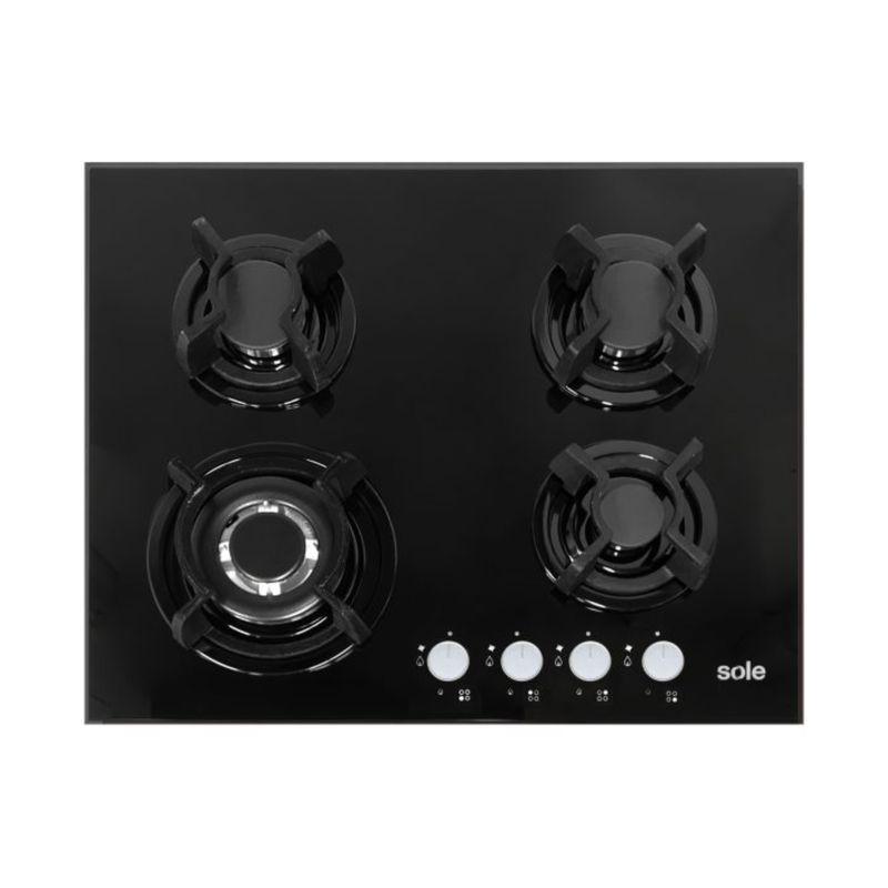 SOLE - COCINA EMPOTRABLE VIDRIO TEMPLADO A GAS 4 QUEMADORES - SOLCO034.