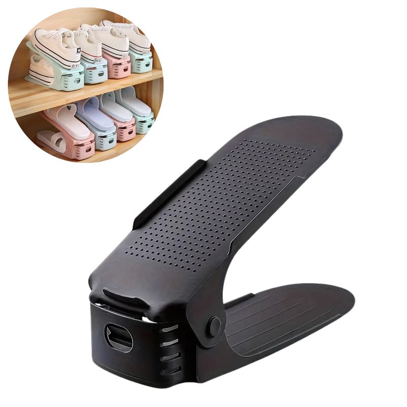 GENERICO - Set de 10 Organizadores de Zapatos de altura ajustable - Negro - M