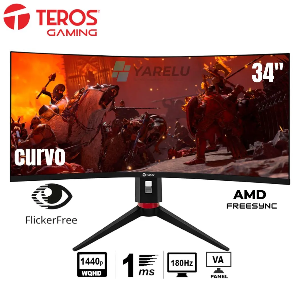 TEROS - Monitor Teros TE-3411G, 34" VA, 165 Hz, Ultrawide, HDMI/DisplayPort